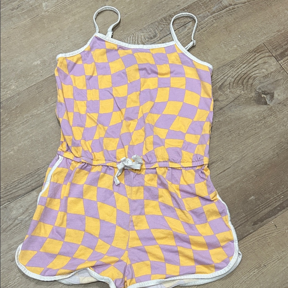 Forever21 Kids Checkered Purple and Orange Romper